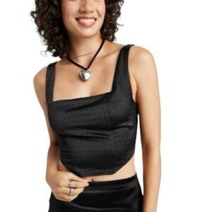 Wild Fable Rhinestone Black Tank Top size S